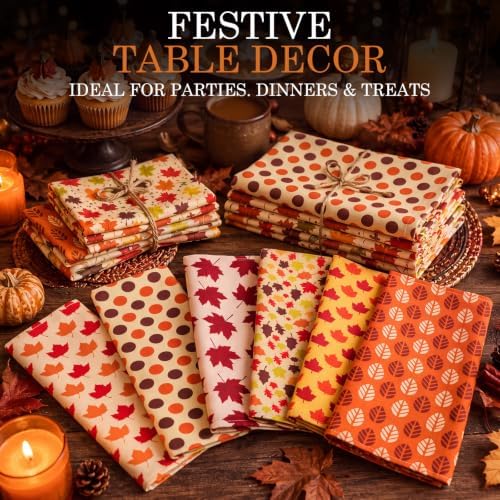 Mixweer 12 Pack Fall Thanksgiving Cloth Napkins Bulk, 15 x 15 Inch