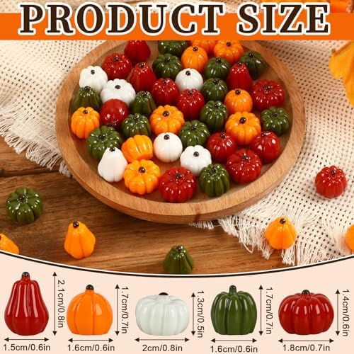 60Pcs Mini Resin Pumpkins Fake Artificial Pumpkins for Fall