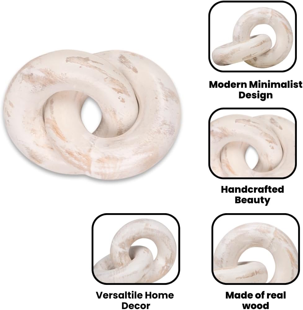 Decorative Wooden Knot / 7 Inch - Knot / White Wash / 7 x 5.2 x 3