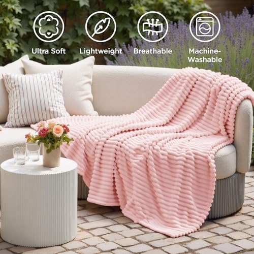 Bedsure Soft Coral Pink Throw Blanket for Couch Decor Gifts 50"x70"