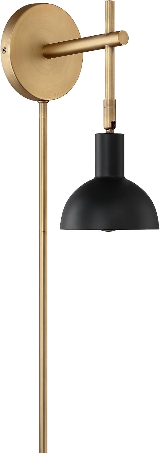 Nathan James Tamlin Wall Light Fixture, Wall Mounted 1-Light Lamp, Plugin Sconce with On/Off Switch for Living Room
