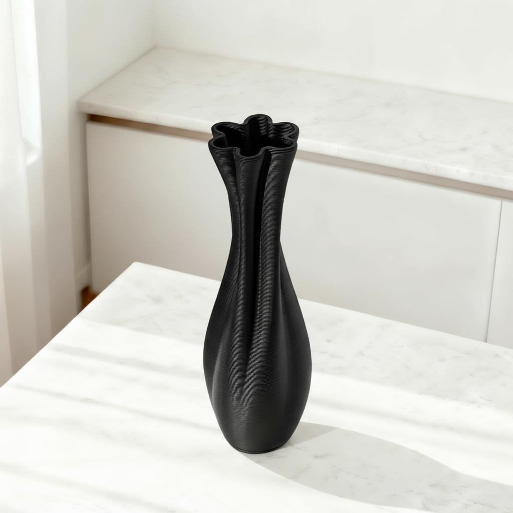 Black Ceramic Decorative Vase / Black-b, 12 Inch