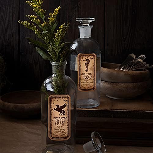 Zonon 80 Pcs Apothecary Bottle Labels Halloween Potion Decals