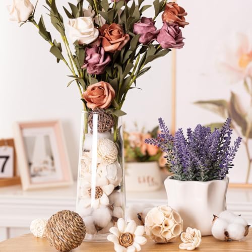 LGFMGWH 17Pcs Decorative Balls for Potpourri Bowl Filler, Bowl Filler for Table Centerpiece Home Decor, Woven Rattan Wicker Balls, Rattan Wicker Orbs Fillers for Vase Jar Dough Bowl