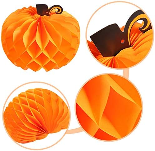 8PCS Halloween Honeycomb Paper Tissue Kalolary Paper Pumpkin for Decorating