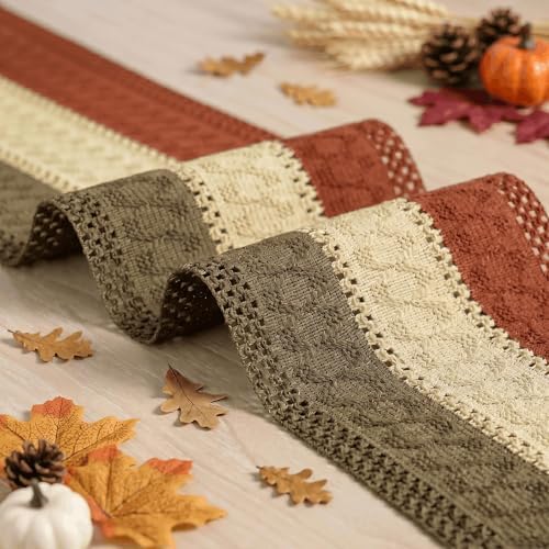Artoid Mode Caramel Brown Coffee Farmhouse Rustic Table Runner 12x72 Inch