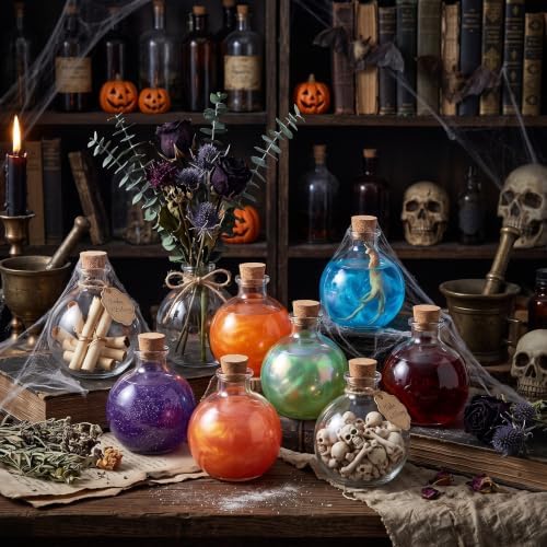 12 Pcs 8.5 oz Glass Potion Bottles with Cork, Halloween DIY Crafts Bottle