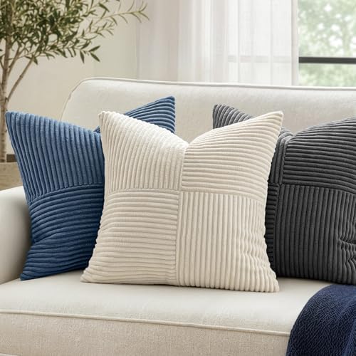 MIULEE Dusty Blue Decorative Euro Sham Pillow Covers 24x24 Inch 2 Pack