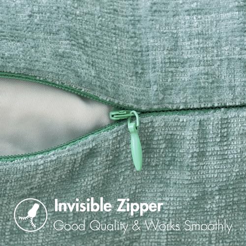 MIULEE Soft Chenille Throw Pillow Covers Aqua Green 16x16 Inch Pack of 2