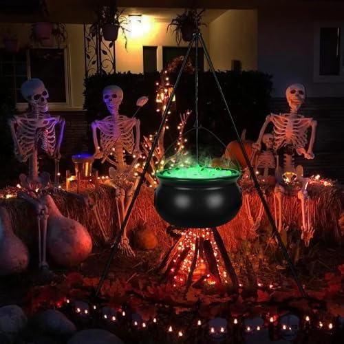 Halloween Decorations Outdoor,Large Witches Cauldron on Tripod with Light