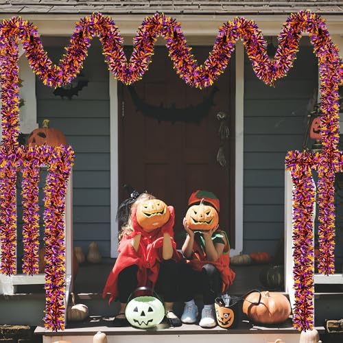 50FT Halloween Tinsel Garland Decorations for Home Tree Indoor Outdoor