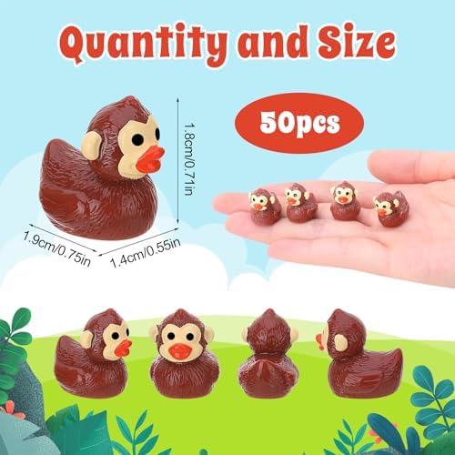 50 Pcs Chimpanzees Ducks, Mini Chimpanzees Resin Ducks Bulk