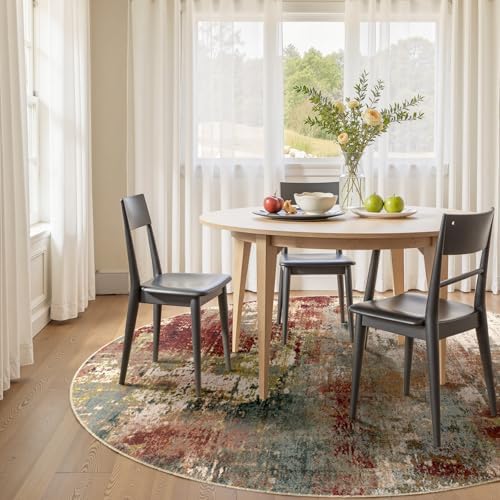 RELEANY Washable Round 6ft Area Rug for Living Room Rustic Brown
