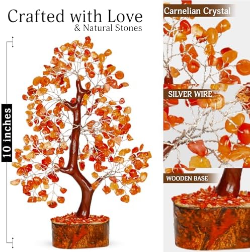 YATSKIA Carnelian Crystal Tree | Crystal Gem Tree | Gemstones and Crystals | Gemstones and Crystals | Desk Decor for