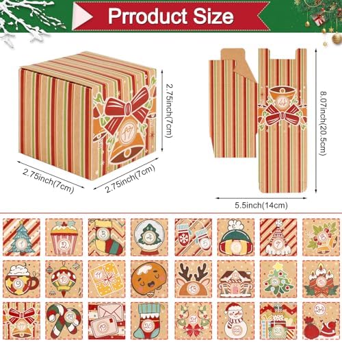 ONESING 24 Pcs DIY Christmas Advent Calendar Boxes for 2026, 24 Days Countdown Calendar Gift for Adults and Kids Christmas Cardboard Number Boxes Make & Fill Your Own Advent Calendar Boxes Lovely Xmas Kraft Papper
