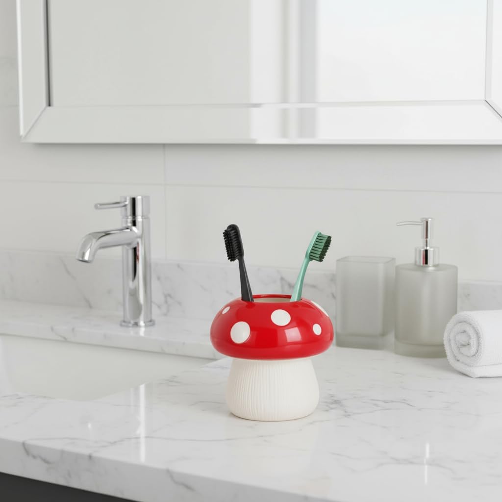 Toothbrush Holder / Mushroom Toothbrush Holder / Red