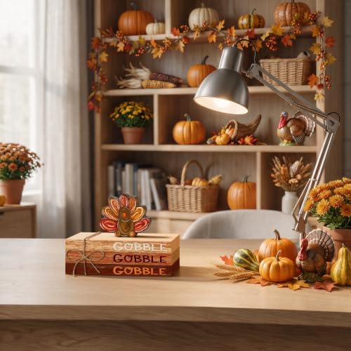 Smile Thanksgiving Wooden Decor Indoor Turkey Gobble Faux Books Bundle