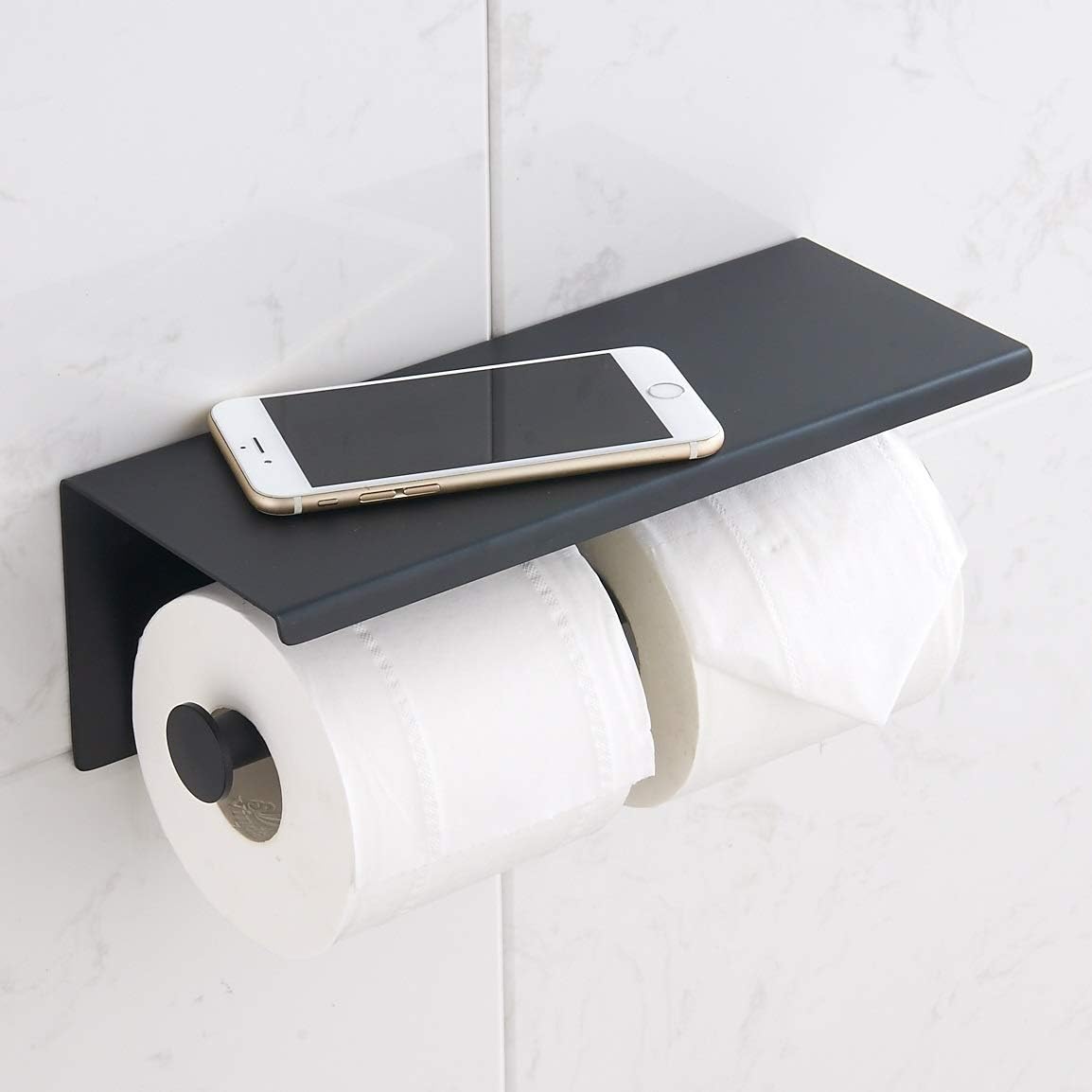 BGL 304 Stainless Steel Double Toilet Paper Holder Wall Mounted Matte Black Two Heads Roll Tissue Paper Holder with