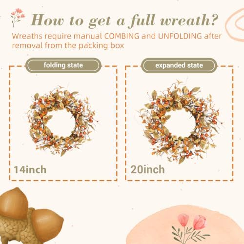 YNYLCHMX 20" Fall Wreath for Front Door, Eucalyptus and Berry Decor