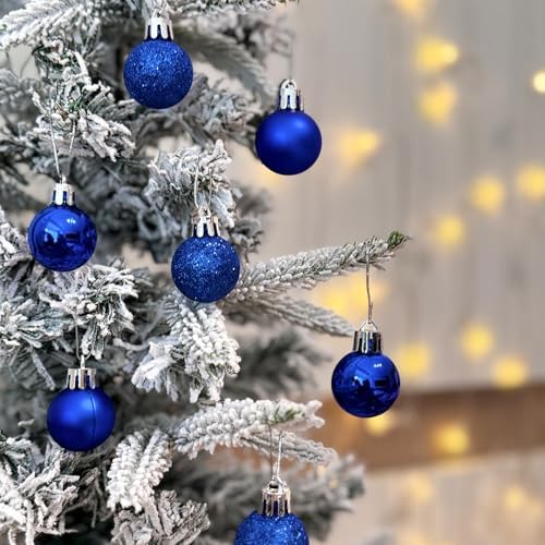 Emopeak 24 Count Navy Blue Mini Christmas Balls Ornaments 1.2 Inch