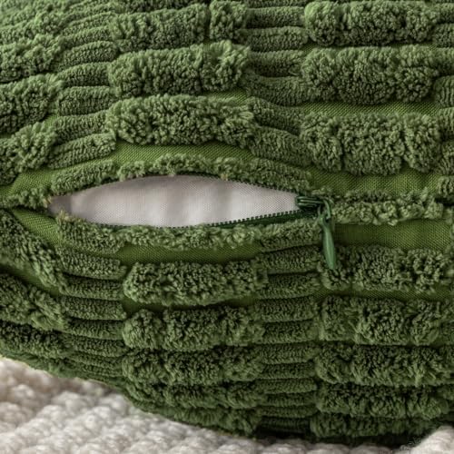 MIULEE Corduroy Decorative Throw Pillow Covers 20x20 Moss Green Pack of 2