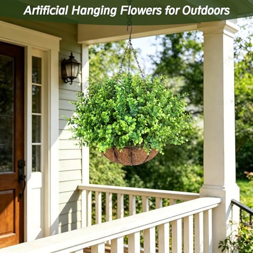 Artificial Greenery Eucalyptus Boxwood, Faux Outdoor Plants, 12PCS