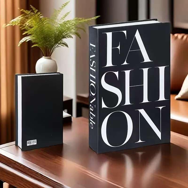 White Faux Books / Black / Set of 3
