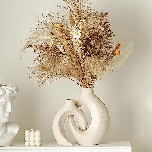 Snuggle Hollow Ceramic Vase / Large Cream White / Set of 2