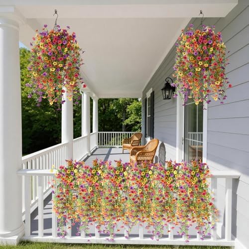 Hommyea Artificial Fake Fall Flowers Plants for Outdoors Mums Home Decor