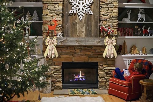 Estivaux Large Christmas Bows for Wreath, Christmas Wreath Bow Golden Natural Burlap Ribbons Xmas Tree Topper Bows for Front Door Party Decorations