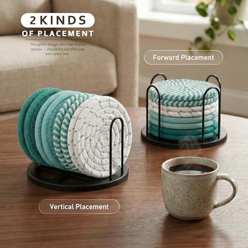 Lazebox Coasters Set of 8 for Drinks, 4 Inch Large Coasters for Coffee Table, Tabletop Protection for Hot & Cold