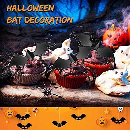 Chengu 6 Pcs Halloween Napkin Rings Bat Ring Holder Black Metal Table Decor