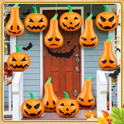 12 Pcs 13.78'' Inflatable Hanging Pumpkin Decorations