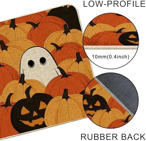 Hexagram Halloween Door Mat 17x29 Inch, Pumpkin Welcome Doormat