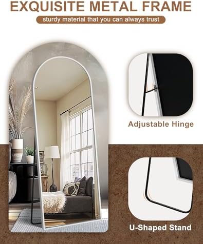 Delma Arched Full Length Mirror with Stand, 69x24 Silver Floor Mirror