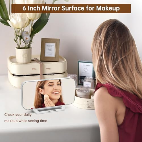Peakeep Slim Digital Mirror Aesthetic Alarm Clock for Bedrooms Desk Decor