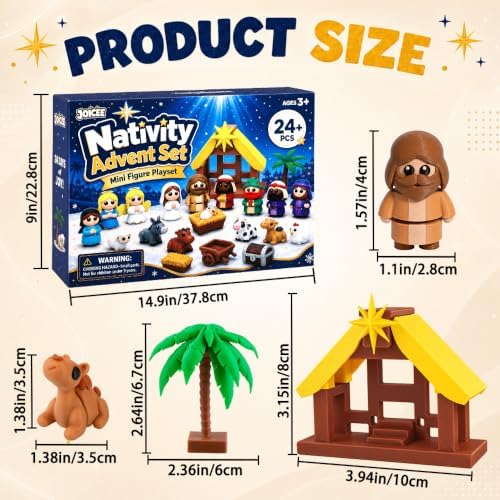 JOICEE 2026 Nativity Advent Calendar 3D Printed Animals Figurines Toys