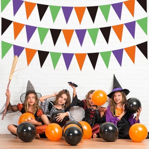 Jetec 5 Pcs 49 Ft Halloween Pennant Banner Simple Classic Bunting