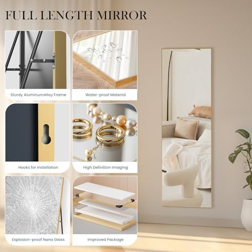 Full Length Floor Mirror, 15.75"x59" Body Wall Mirror Stand