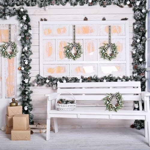 Thiccywoov 2 Pcs 9" Mini Christmas Wreath for Cabinet Front Door