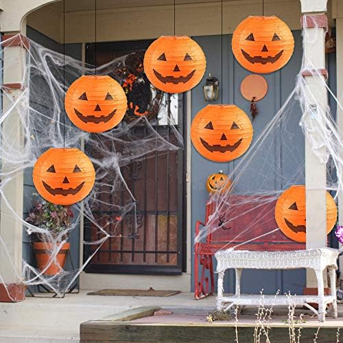 Jangostor 20 PCS Halloween Pumpkin Jack O Lantern Paper Lanterns for Parties, Garden Decoration, 8 Inches (Orange)