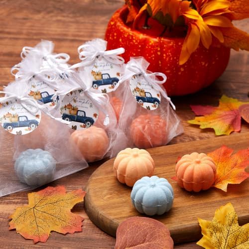 Lounsweer 50 Pack Little Pumpkin Bath Bombs Fall Baby Shower Favors,Blue