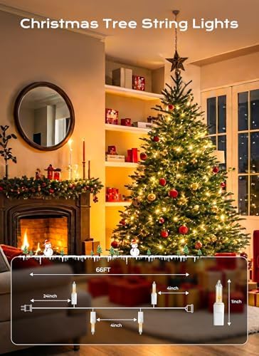 Minetom LED Clear White Christmas String Lights, 200 Count 40 Feet LED Christmas Lights Bulb, Christmas Decorations Indoor, Christma Tree Lights for Indoor Outdoor Xmas Wedding Party Festival