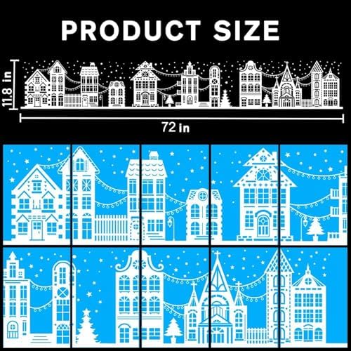 72" Christmas Window Clings Winter Street Scene Glass Door Decor