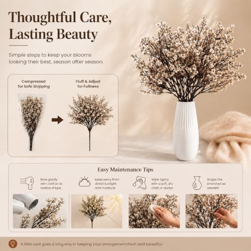 Mandy's 6 Bundles Artificial Champagne Baby’s Breath Flowers