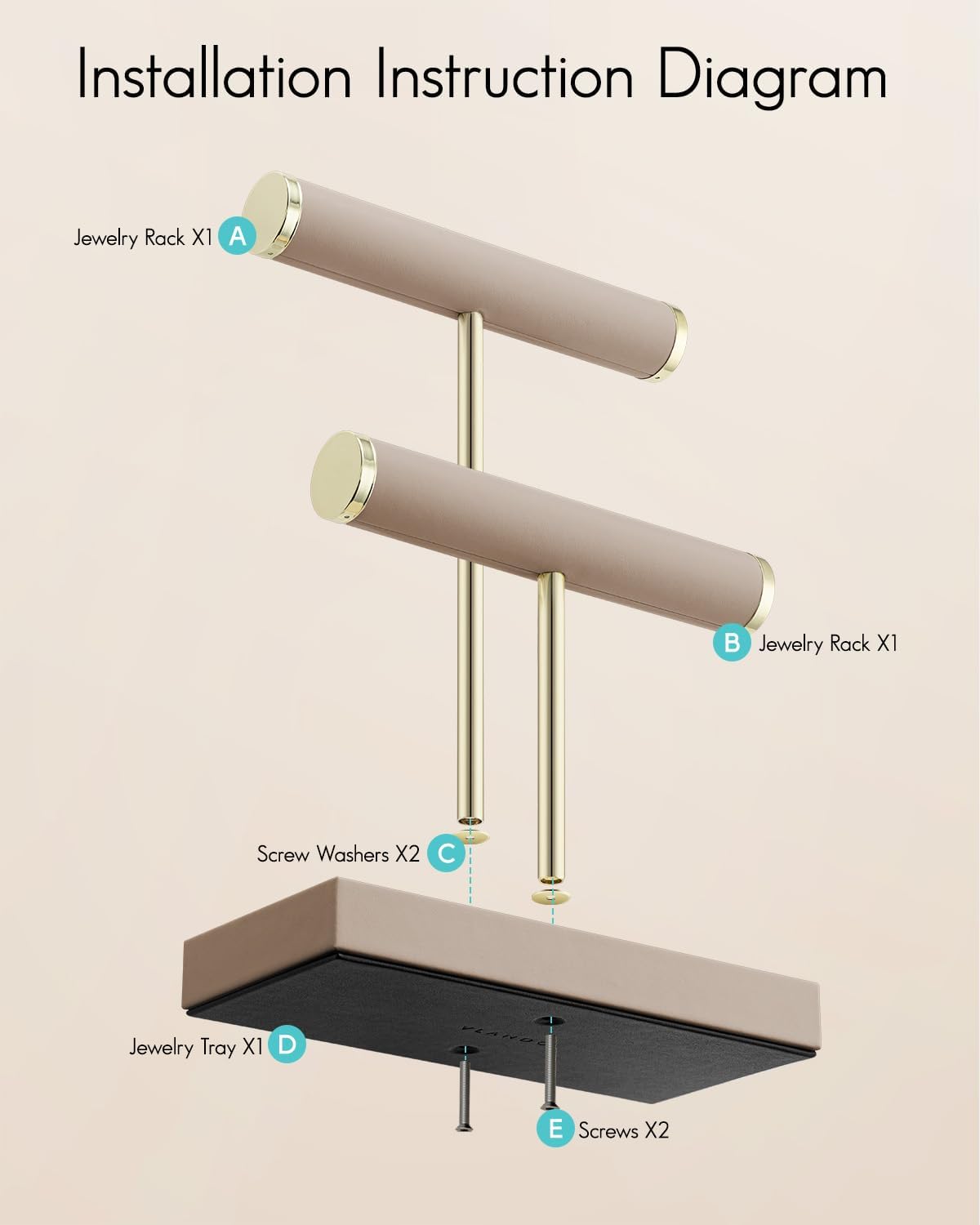 Tray / Bracelet Holder / Toffee / 2 Tier