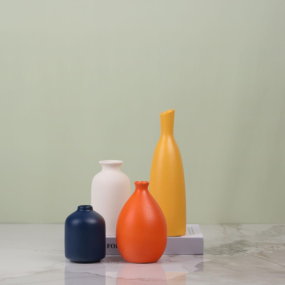 Colorful Ceramic Bud Vases / Multicolor Suit-a / Yellow / Set of 4