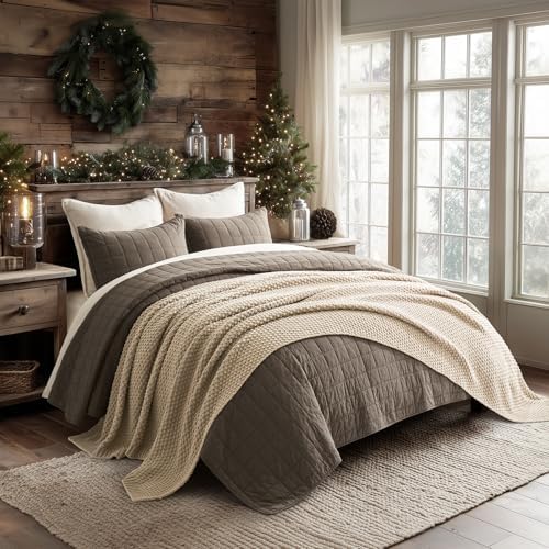EVERGRACEHOME Chunky Chenille Knit Throw Blanket, 108x92, Sand Dune