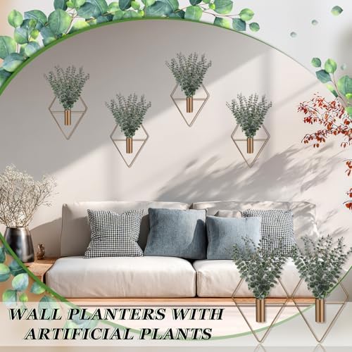 Jexine 4 Pcs Hanging Artificial Planters Wall Decor, Antique, Eucalyptus