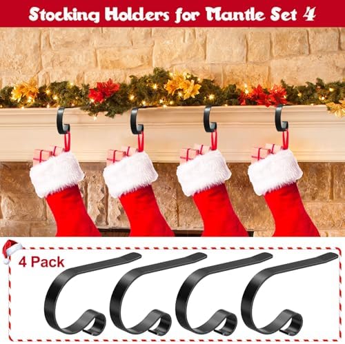 Christmas Stocking Holder, 4 Pack Stocking Holders For Mantle Fireplace